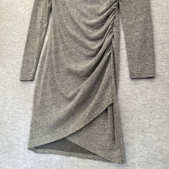 Leith Asymmetric Ruched Dress Womens Small Gray Minimalist Capsule Fitted Crew - Picture 3 of 10
